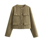 Women's Elegant Cropped Jacket – Long Sleeve Short Coat