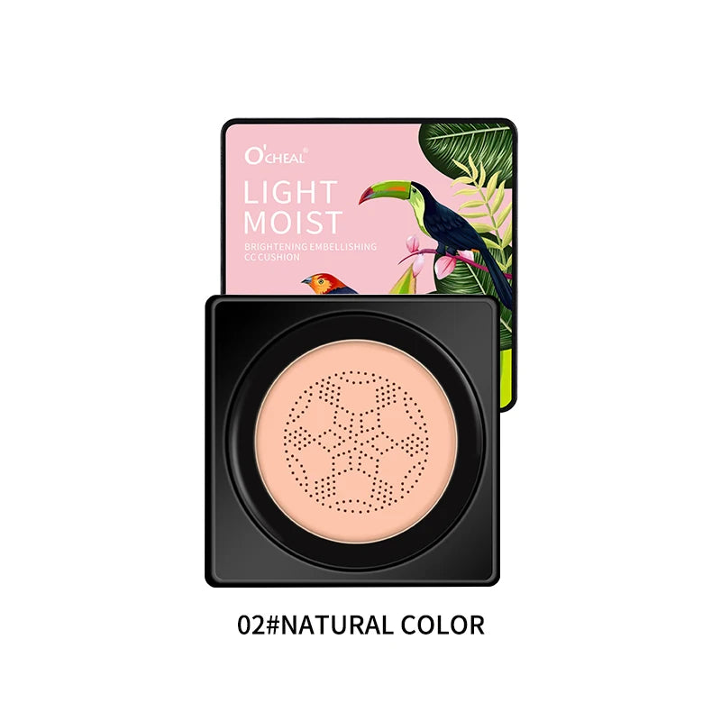 OCHEAL Mushroom Head BB Cream – Concealer Cushion Foundation with Puff | Waterproof, Brightening & Long-Lasting | 20g