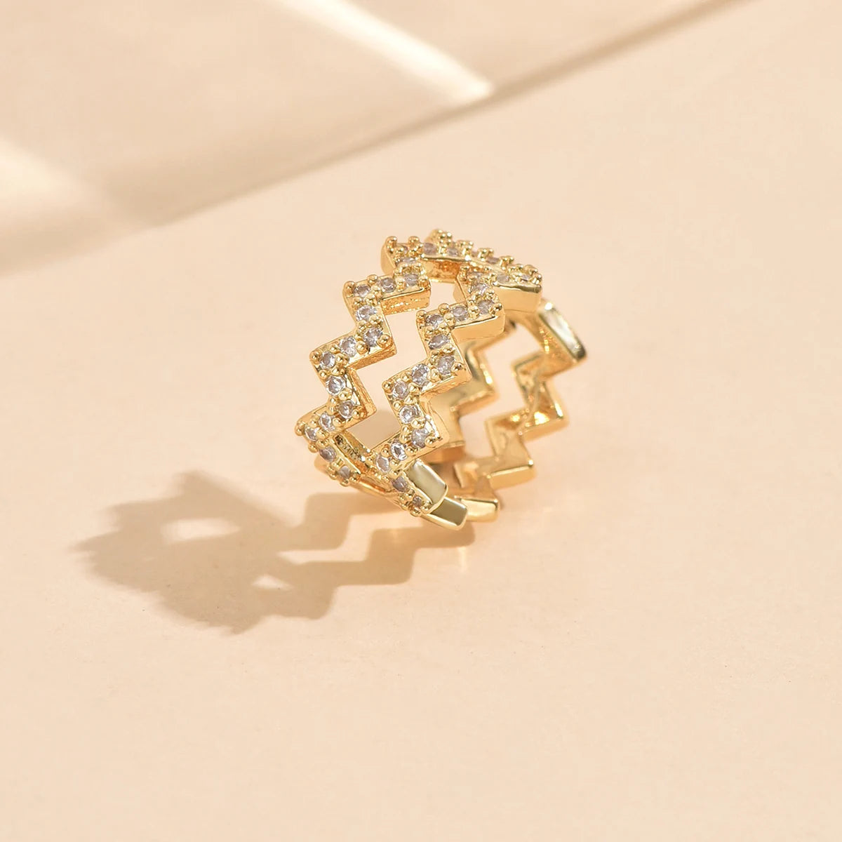 3pcs Gold Zircon Clip-On Earrings Set for Women – Non-Piercing Cuff Style, Trendy Geometric Design