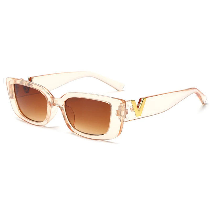 Vintage Rectangle Sunglasses for Women – Small Frame UV400 Luxury Shades