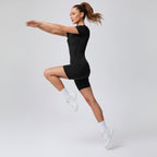Contour Fit Yoga Romper -Black
