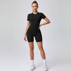 Contour Fit Yoga Romper -Black