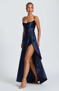 Strapless Asymmetrical Midi Dress – Sexy Backless Summer Dress with Empire Waist for Women