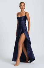 Strapless Asymmetrical Midi Dress – Sexy Backless Summer Dress with Empire Waist for Women