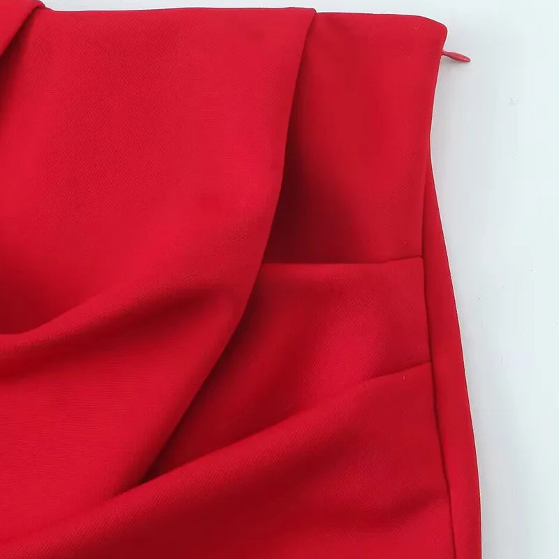 High-Waisted Ruched Mini Skirt – Asymmetrical Draped Design