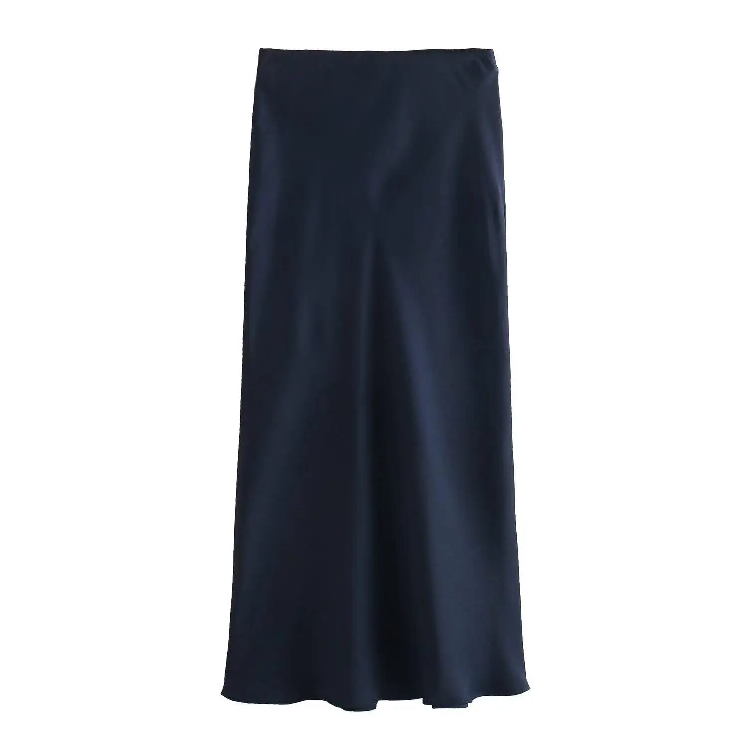 Elegant Satin High Waist Midi Skirt – Office Chic Summer Style for Women