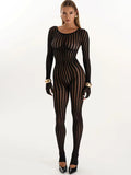 Sheer Hollow Long Sleeve Jumpsuit