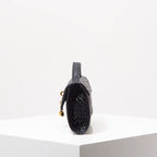 Woven Burgundy Baguette Clutch with Gold Lock