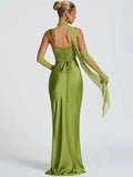 Satin Lace-Up Backless Maxi Dress – Sexy Halter Off-Shoulder Bodycon Gown