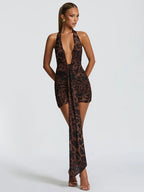 Leopard Print Halter Mini Dress – Sexy Backless Party Look