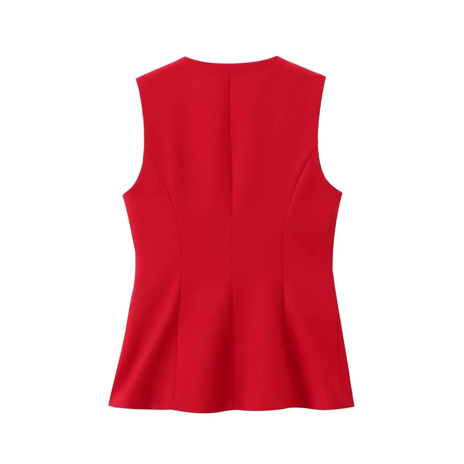 Women's Vintage Two-Piece Suit Set – Sleeveless Vest & Split Straight-Leg Pants | Spring Summer Office Outfit