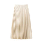 Pleated Elegance Midi Skirt – Flowing High-Waist Design with Subtle Shine