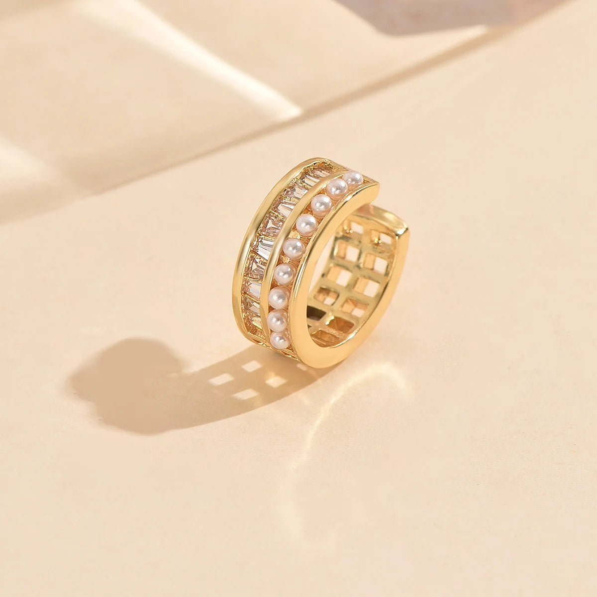 3pcs Gold Zircon Clip-On Earrings Set for Women – Non-Piercing Cuff Style, Trendy Geometric Design