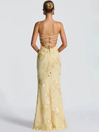 Spaghetti Strap Print Maxi Dress – Sexy Backless Bodycon Club Gown for Women