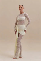 Lace See-Through Ruched Jumpsuit