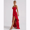 Strapless Asymmetrical Midi Dress – Sexy Backless Summer Dress with Empire Waist for Women