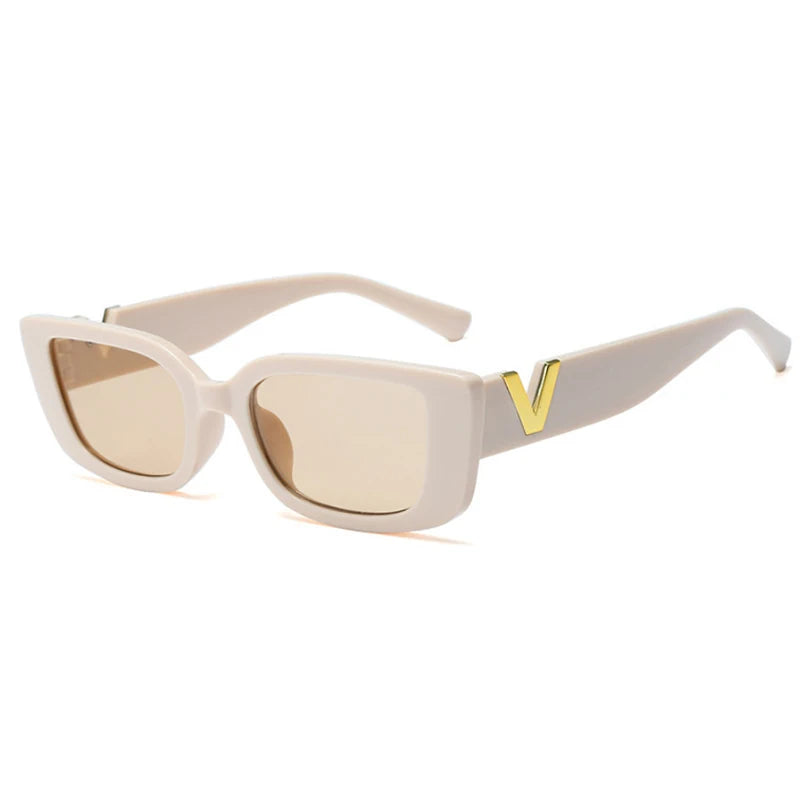 Vintage Rectangle Sunglasses for Women – Small Frame UV400 Luxury Shades