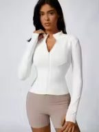 Women's Turtleneck Zip Sports Jacket – Breathable Long-Sleeve Activewear
