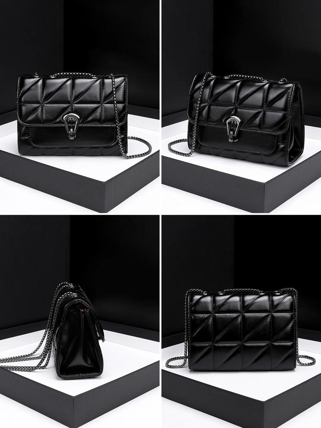 Retro Flip Women's Quilted PU Leather Crossbody Bag – Luxury Chain Shoulder Handbag
