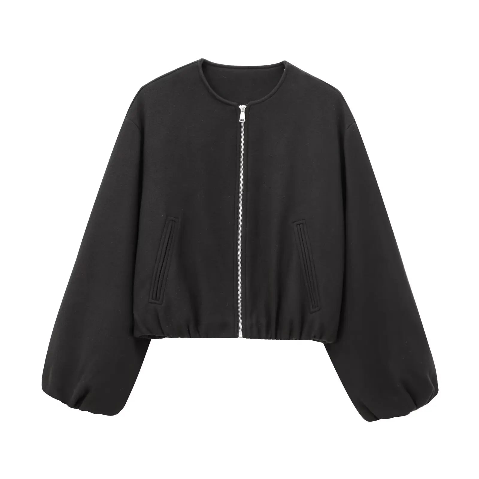 Women’s Spring Pilot Jacket – Multicolor Casual O-Neck Zipper Coat with Long Sleeves