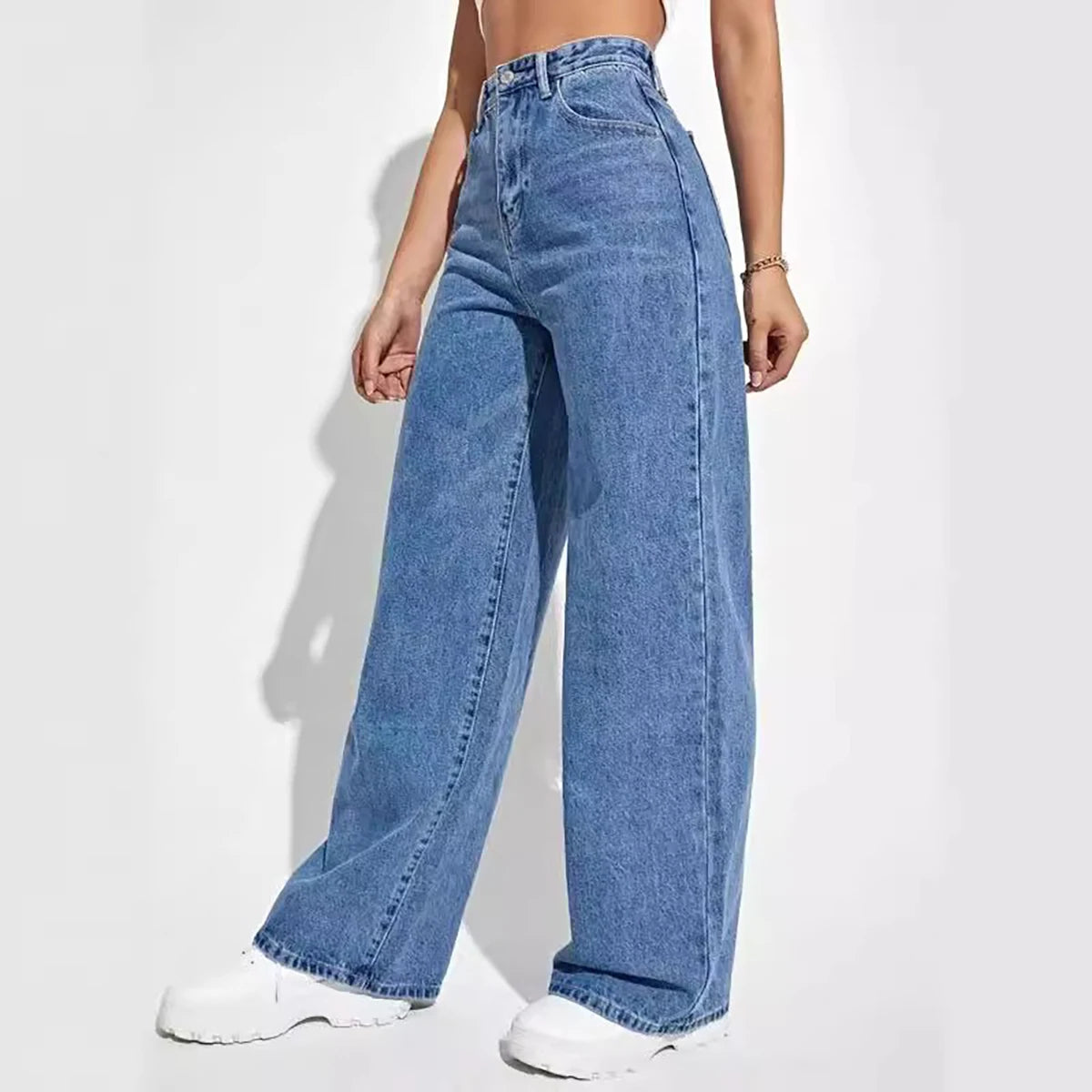 Wide-Leg High-Rise Denim Jeans – Vintage Fit with Modern Flair