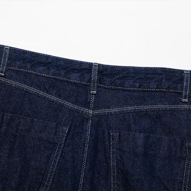 Minifalda vaquera azul marino con cremallera para mujer: pantalones cortos vintage chic de cintura alta