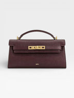 Crocodile-Embossed Leather Square Handbag