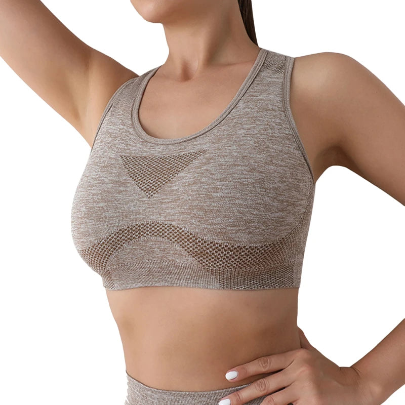 Seamless Yoga & Gym Sports Bra – Shockproof, Quick-Dry & Supportive