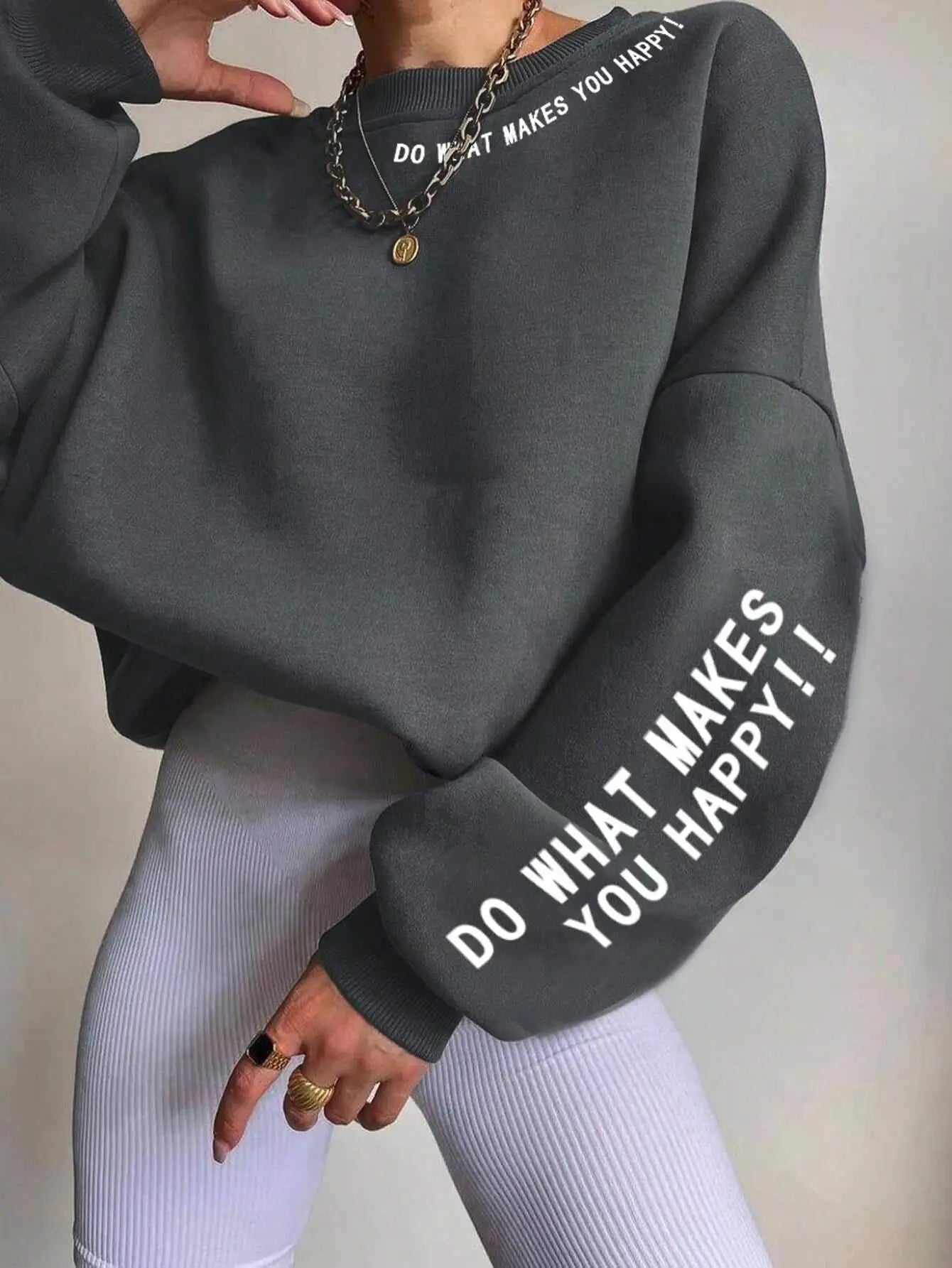 Överdimensionerad Crewneck med Tryck