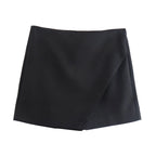 Falda pantalón asimétrica de cintura alta para mujer: falda corta vintage con cremallera y bolsillos traseros