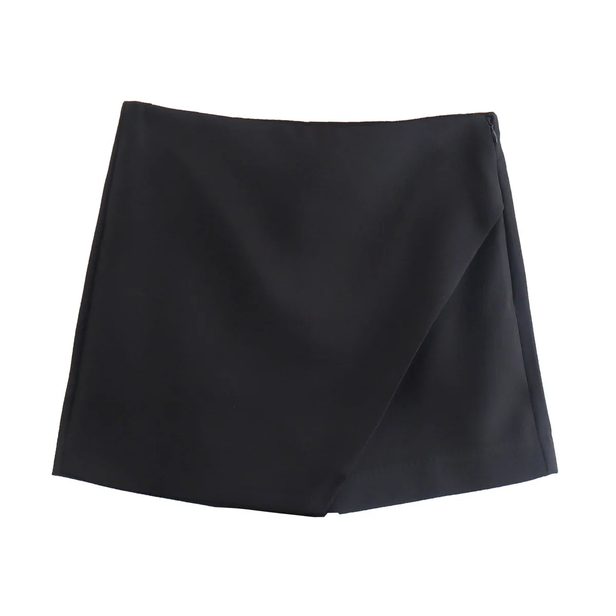 Women's Asymmetrical High Waist Skort – Vintage Zipper Shorts Skirt with Back Pockets