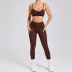 2-Piece Seamless Yoga Set -Brown