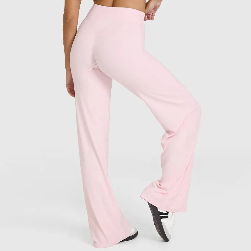 Pantalon de yoga ultra doux à jambe droite – Pantalon de sport taille mi-haute effet seconde peau pour femme