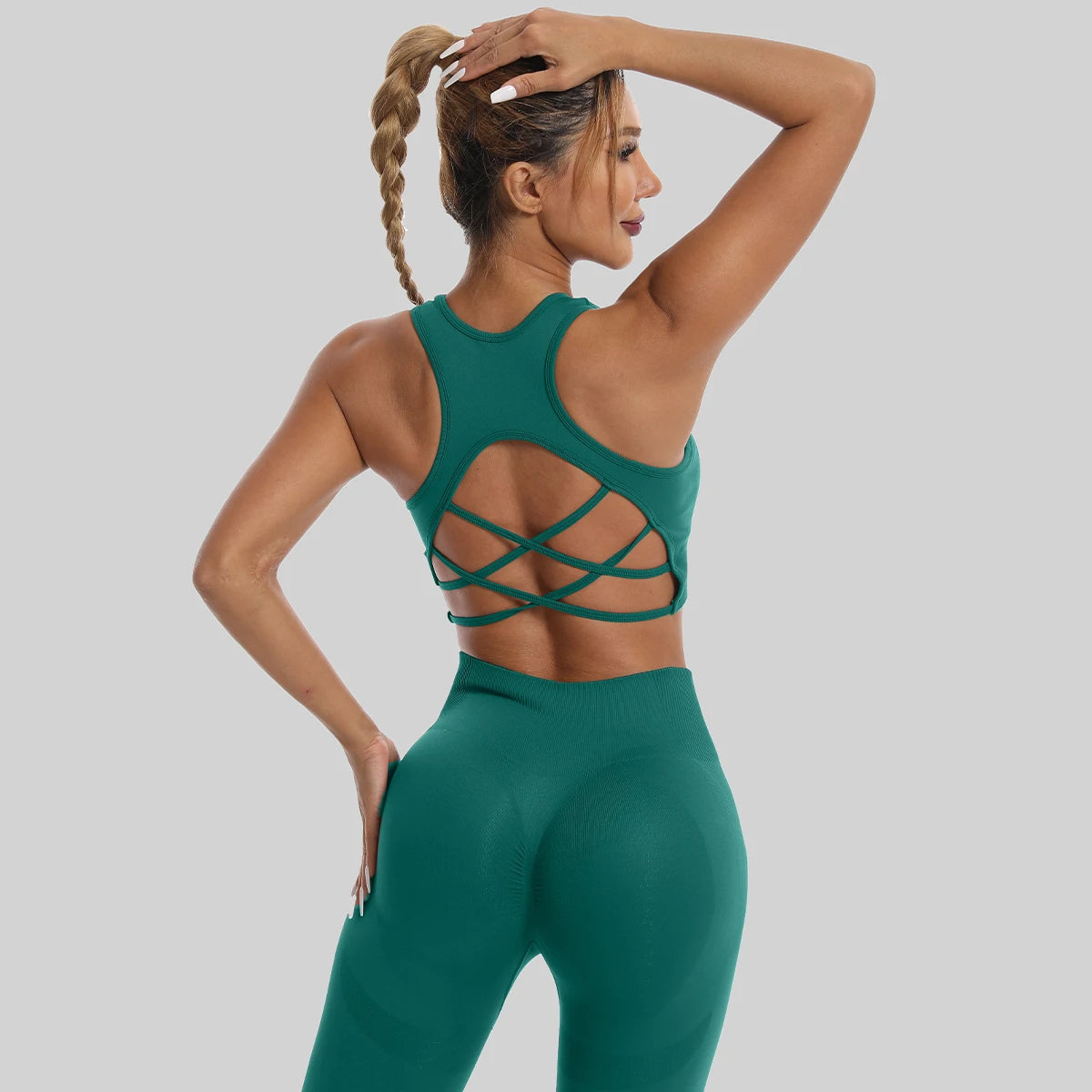 Seamless Sports Set – Bra & High-Waist Compression Leggings