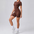 Contour Fit Yoga Romper -Brown