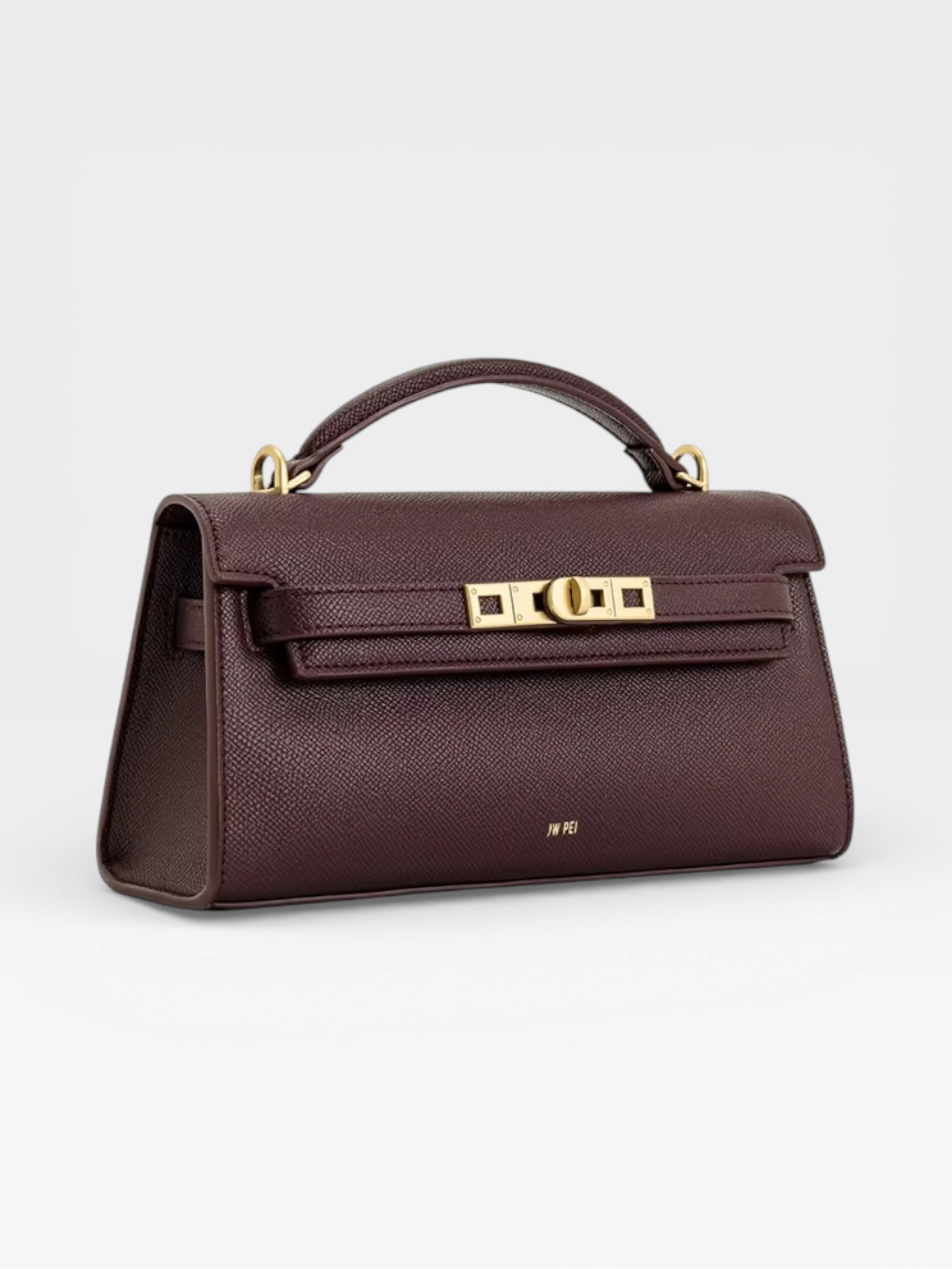 Crocodile-Embossed Leather Square Handbag