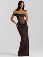 One-Shoulder Lace Maxi Dress