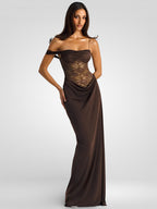 One-Shoulder Lace Maxi Dress