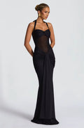 Halter Backless Maxi Dress – Sexy Ruched Off-Shoulder Bodycon Clubwear for Women