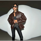 Oversized Leather Zip Jacket