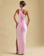 Elegant One-Shoulder Satin Maxi Dress