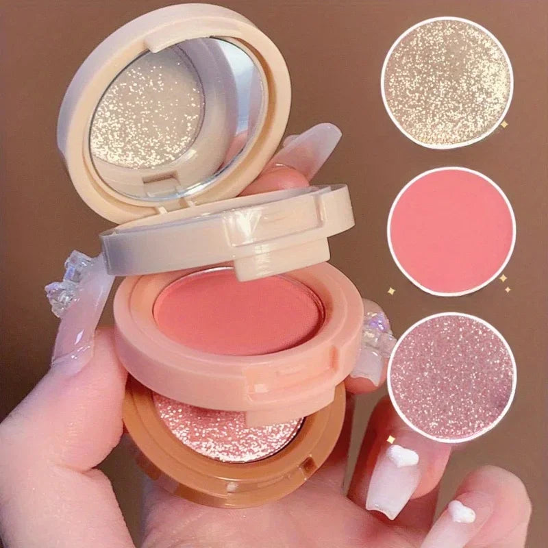 3in1 Blush Palette Pressed Highlighter Palette LongLasting Waterproof Matte Highlighter Shimmer  Blush Makeup