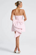 Pearl Strapless Mini Dress – Sexy Backless Bow Club Dress for Women