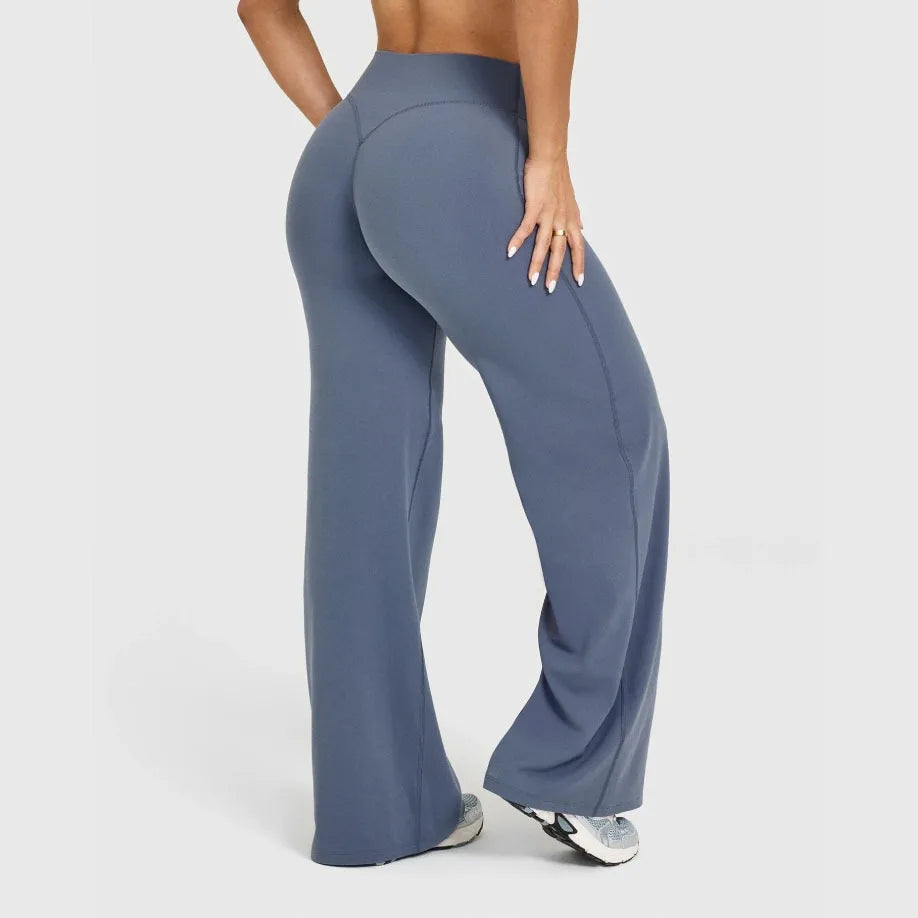 Pantalon de yoga ultra doux à jambe droite – Pantalon de sport taille mi-haute effet seconde peau pour femme