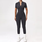 Backless Zip Yoga Jumpsuit -Gray