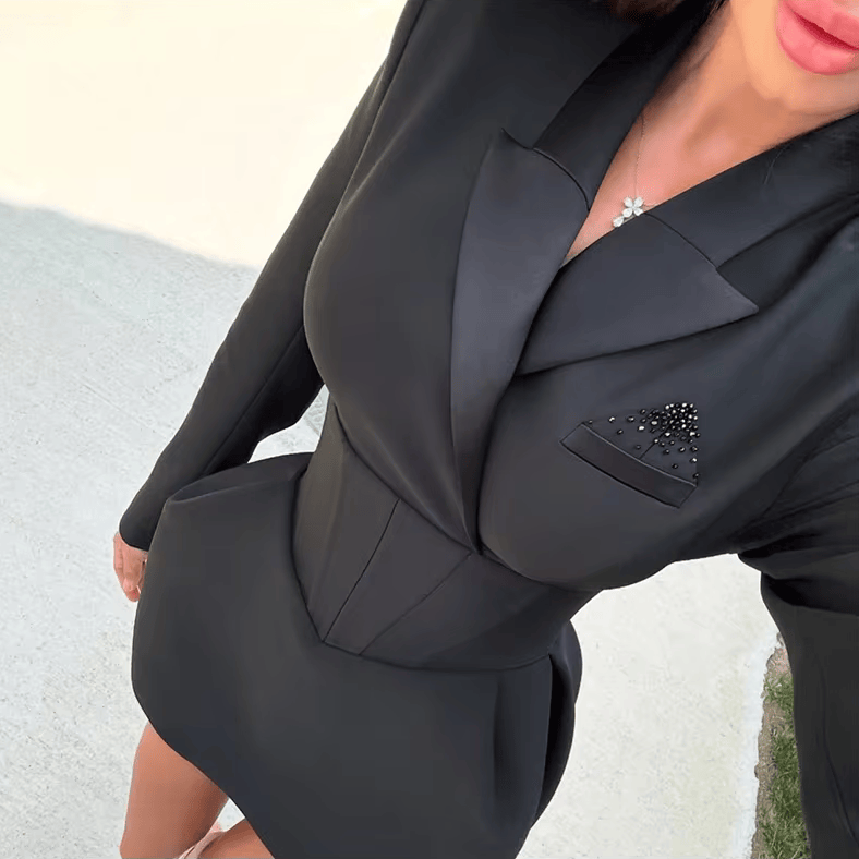Structured Waist Blazer Mini Dress – Elegant Slim Fit