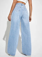 High Rise Wide-Leg Jeans – Classic Relaxed Denim with Retro Vibes“