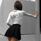 Racing Longsleeve Crop Top – Slim Fit with Motorsport Print