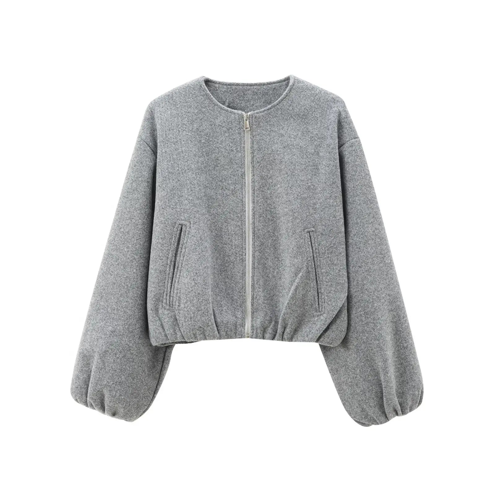 Women’s Spring Pilot Jacket – Multicolor Casual O-Neck Zipper Coat with Long Sleeves