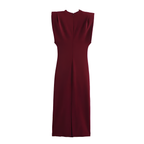 Ruched Midi Dress – Draped Front and V-Neck Elegance
